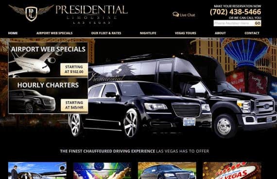 Levy Online Presidential Limousine Las Vegas Web Design