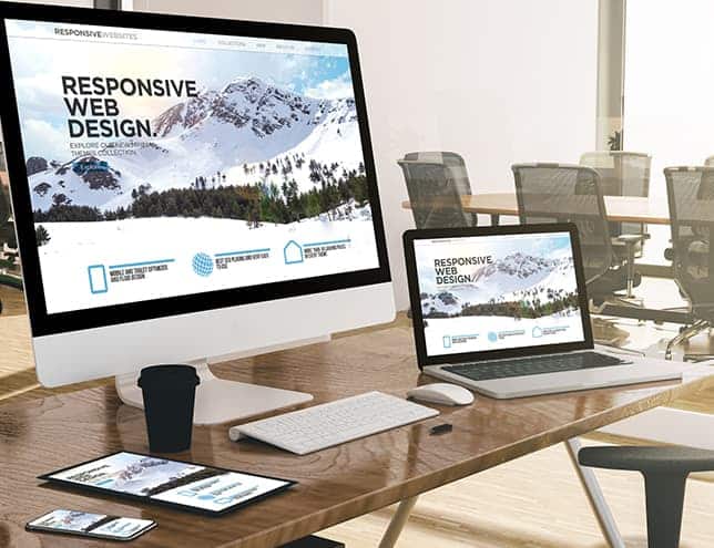 Responsive web design on a desktop and laptop
