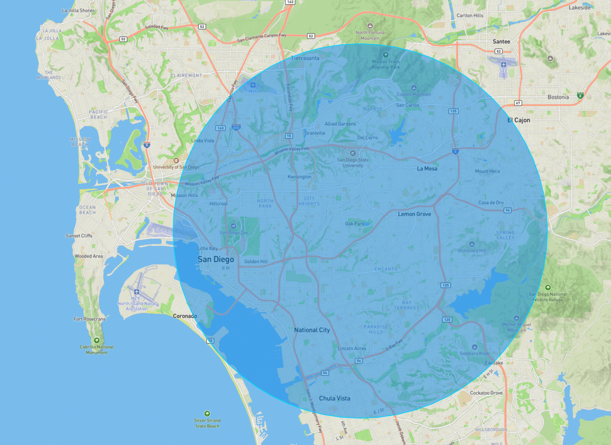 san diego radius