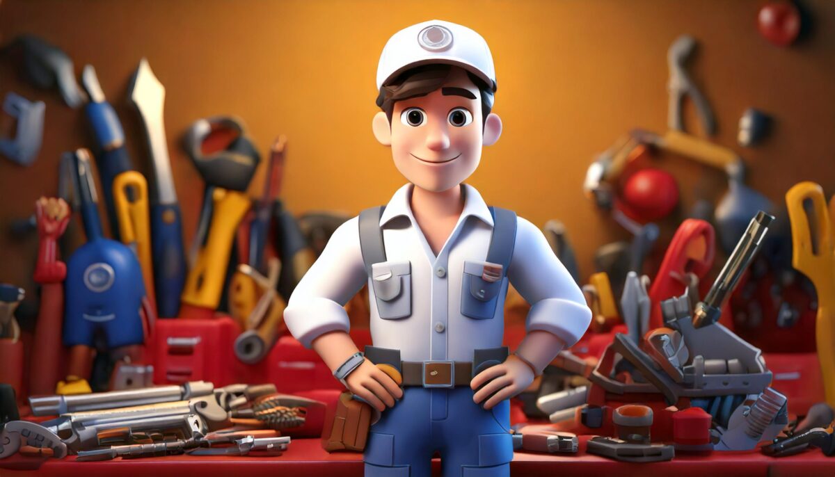 Illustration of a skilled technician in a workshop, showcasing the impact of CTV/OTT for your home services company in targeting relevant audiences