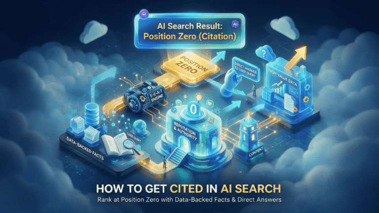 How to get cited in AI search results by ranking at Position Zero with data-backed facts, direct answers, content authority, and E-E-A-T.